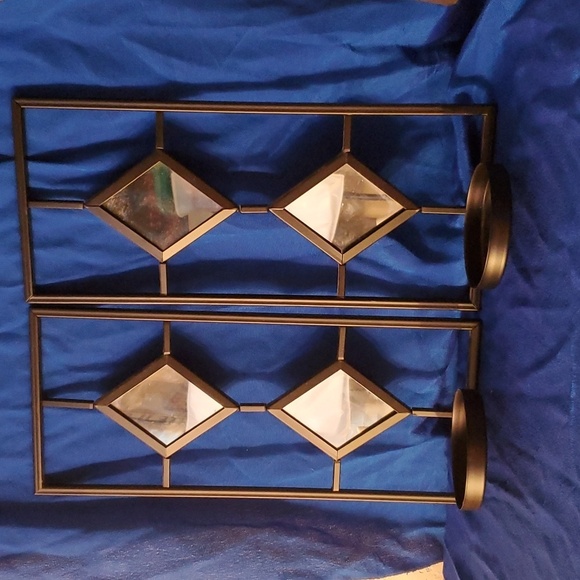 Pair of decorative Mirrored candle holders - Picture 1 of 6